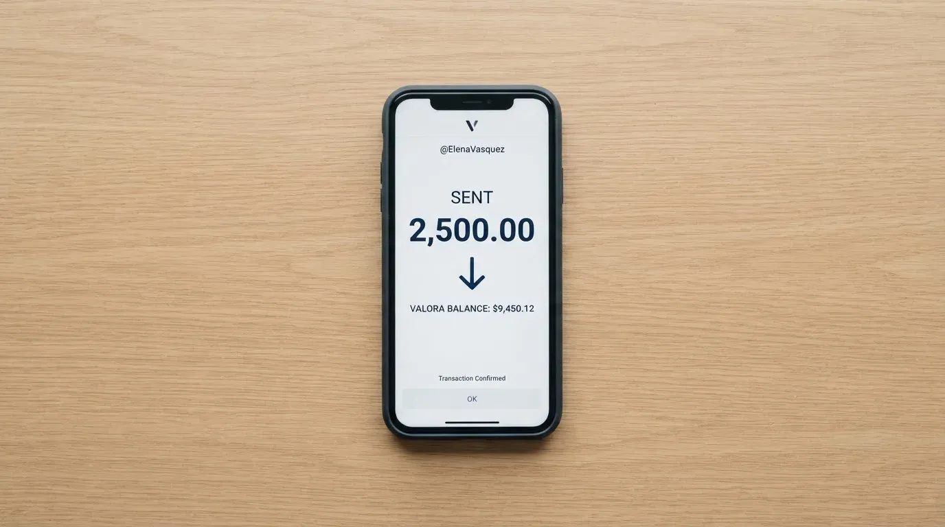 A phone showing a stablecoin transfer screen