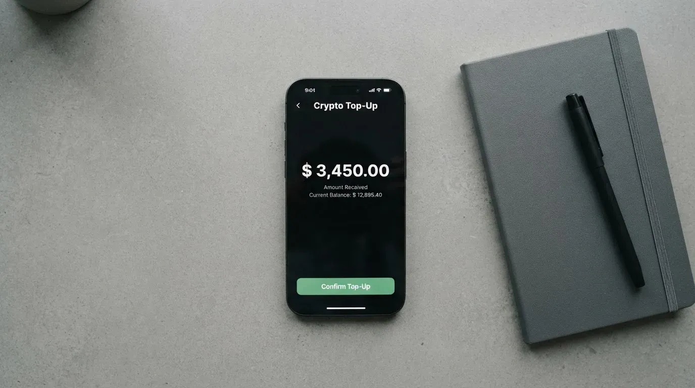 A phone showing a stablecoin transfer screen