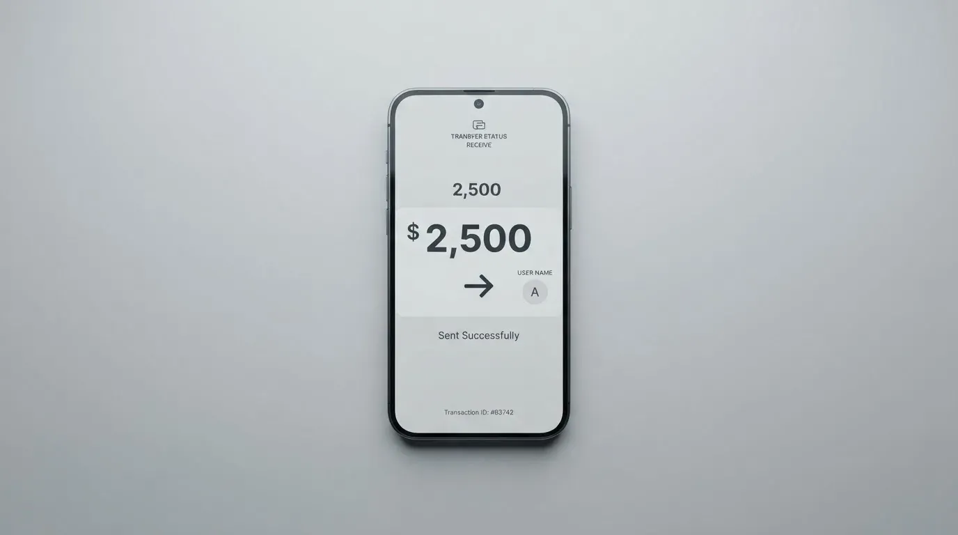 A phone showing a stablecoin transfer screen