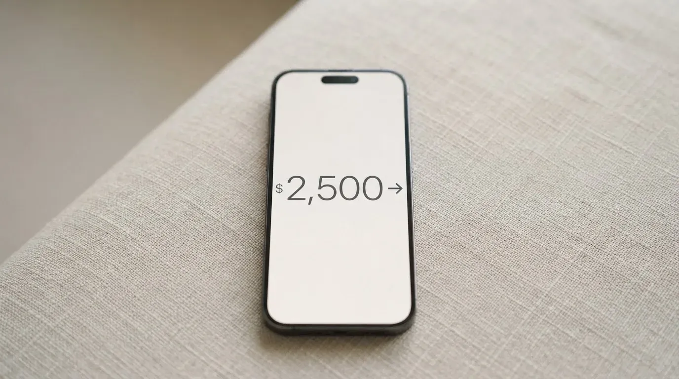A phone showing a stablecoin transfer screen