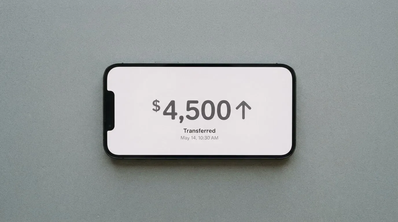 A phone showing a stablecoin transfer screen