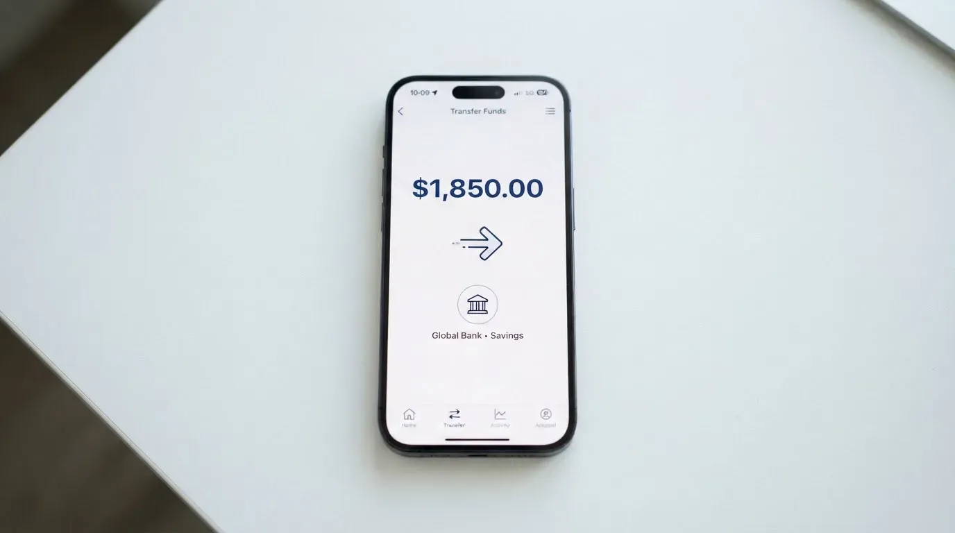 A phone showing a stablecoin transfer screen
