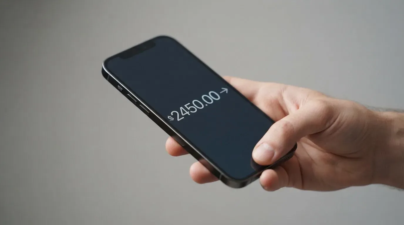 A phone showing a stablecoin transfer screen