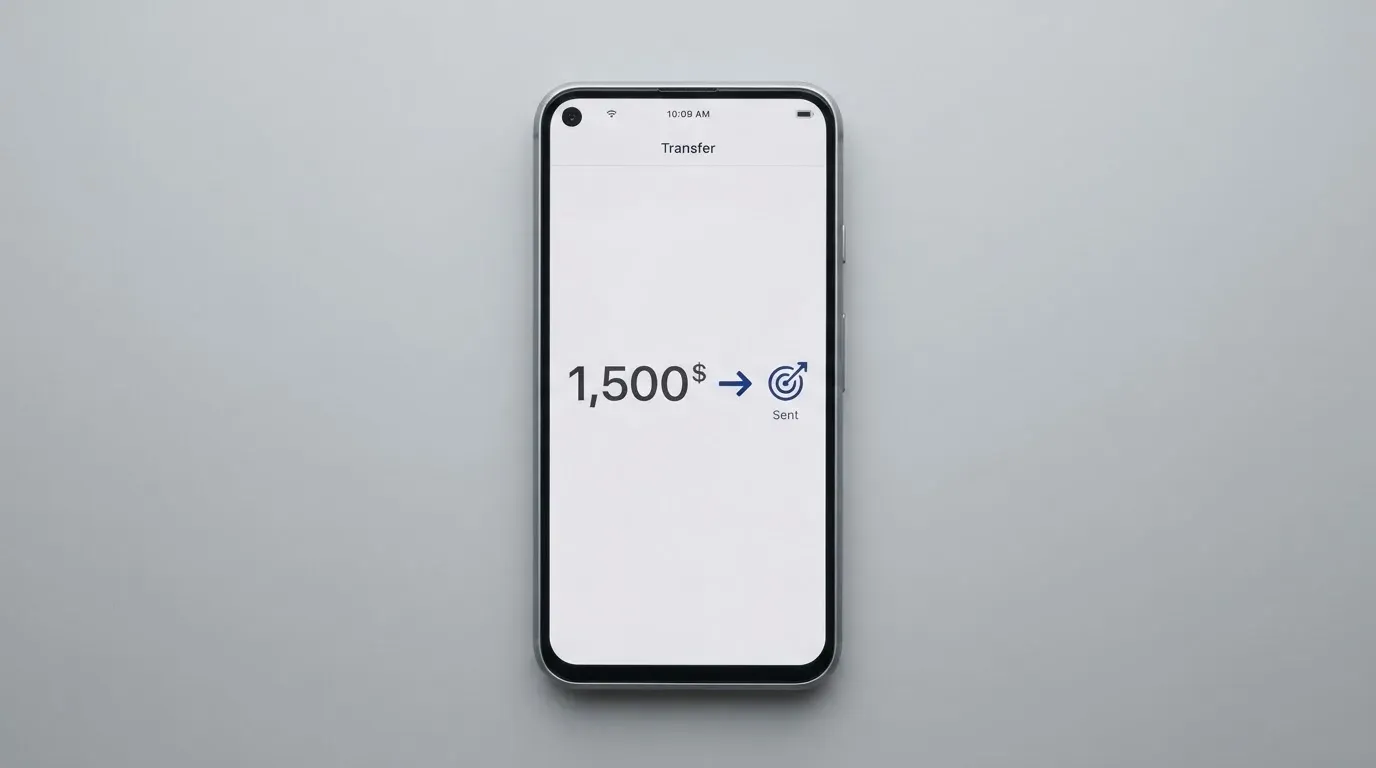 A phone showing a stablecoin transfer screen