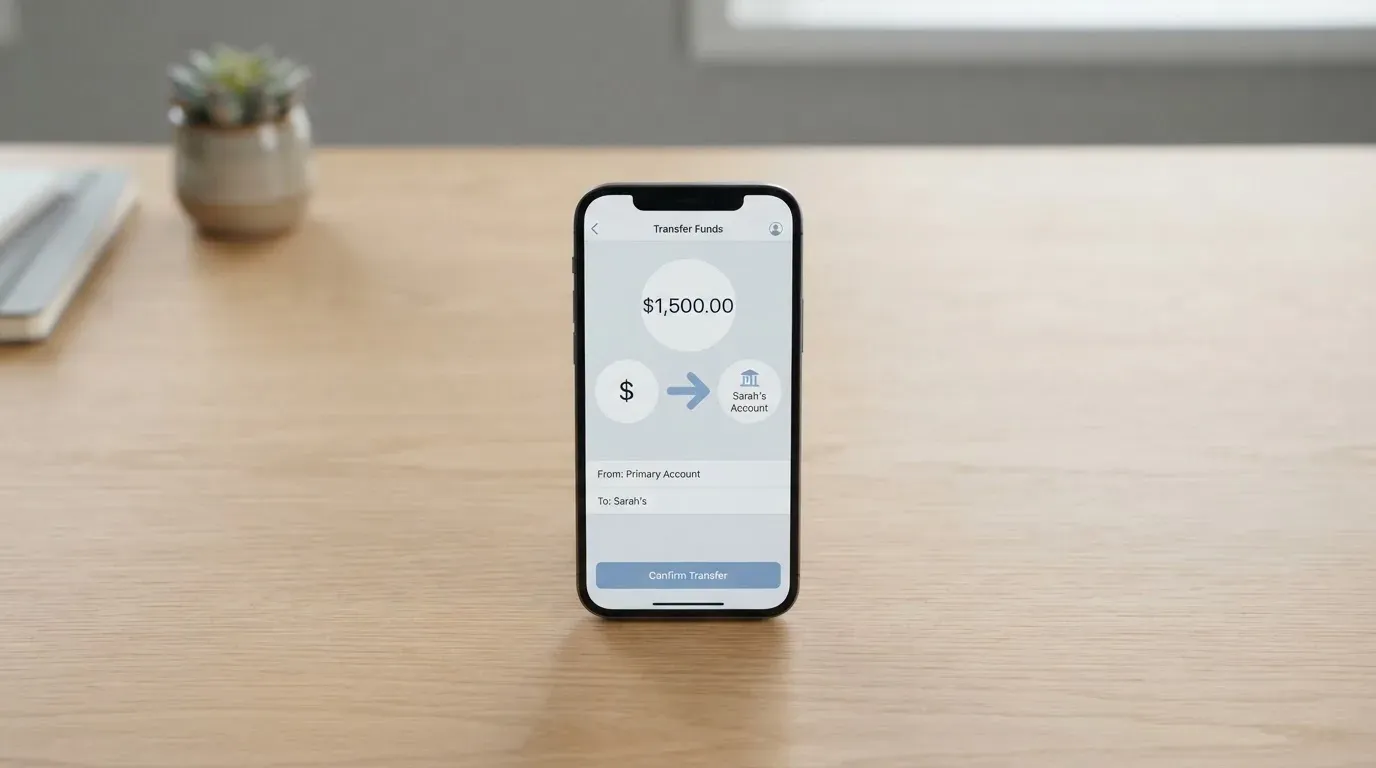 A phone showing a stablecoin transfer screen