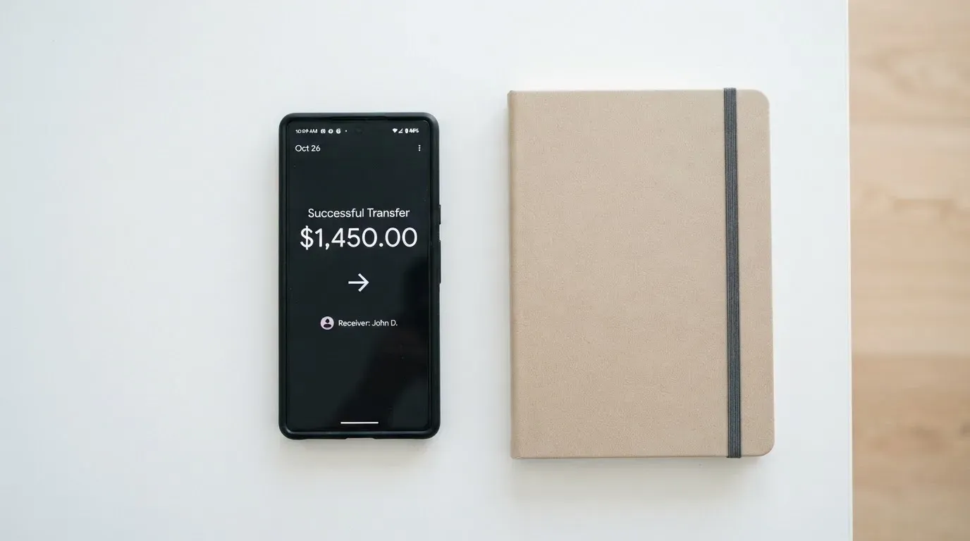 A phone showing a stablecoin transfer screen