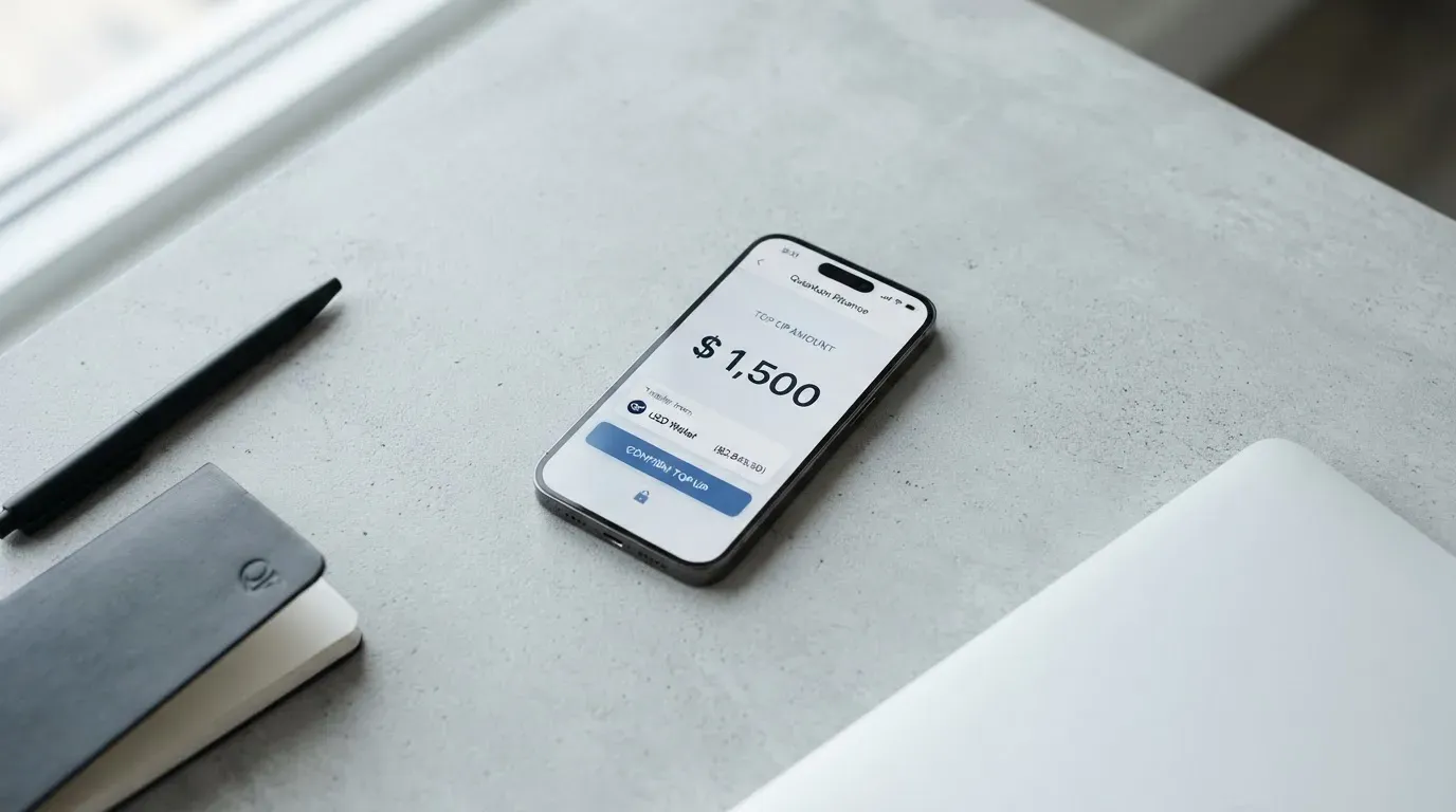 A phone showing a stablecoin transfer screen