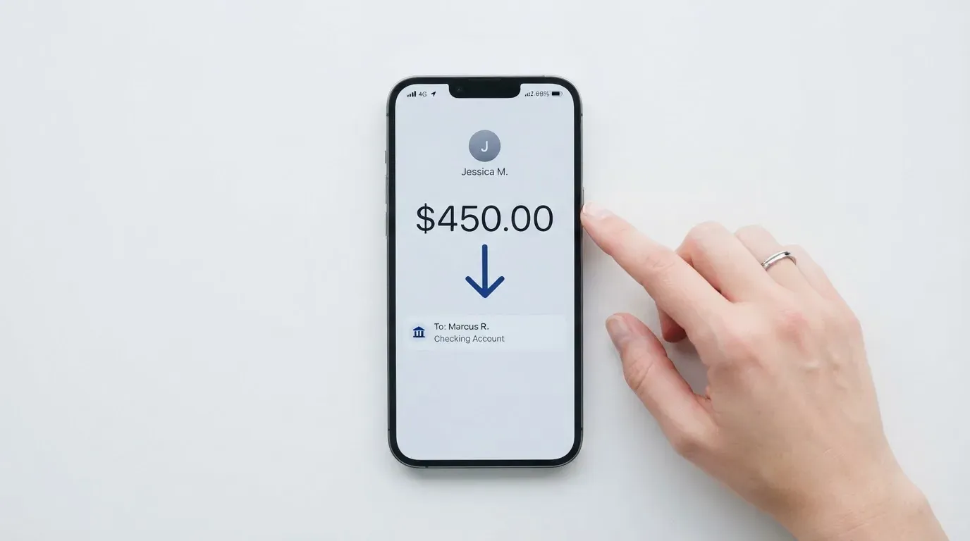 A phone showing a stablecoin transfer screen