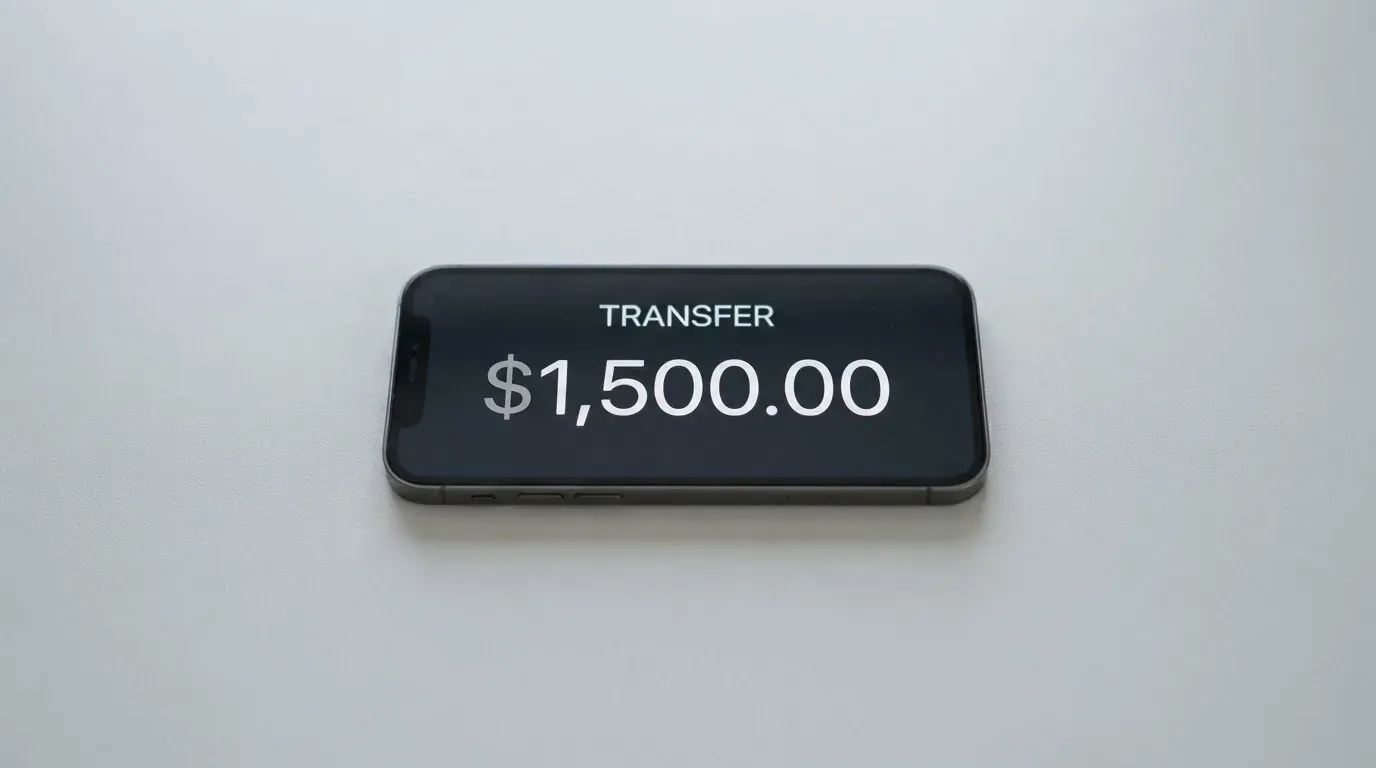 A phone showing a stablecoin transfer screen