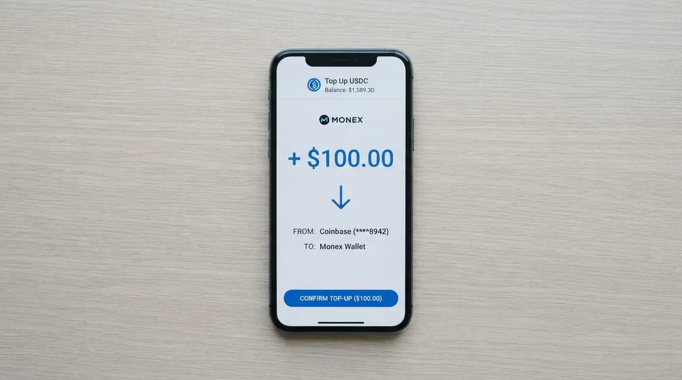 A phone showing a stablecoin transfer screen