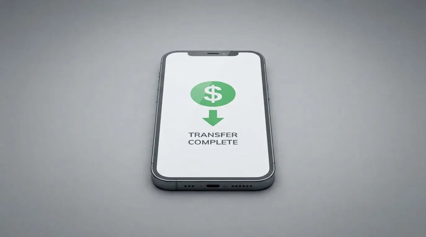 A phone showing a stablecoin transfer screen