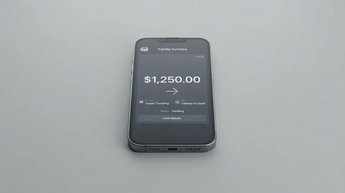 A phone showing a stablecoin transfer screen
