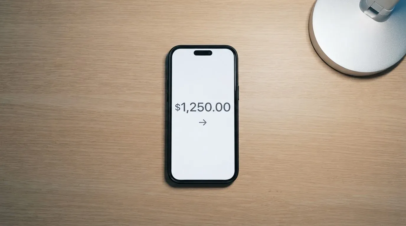 A phone showing a stablecoin transfer screen