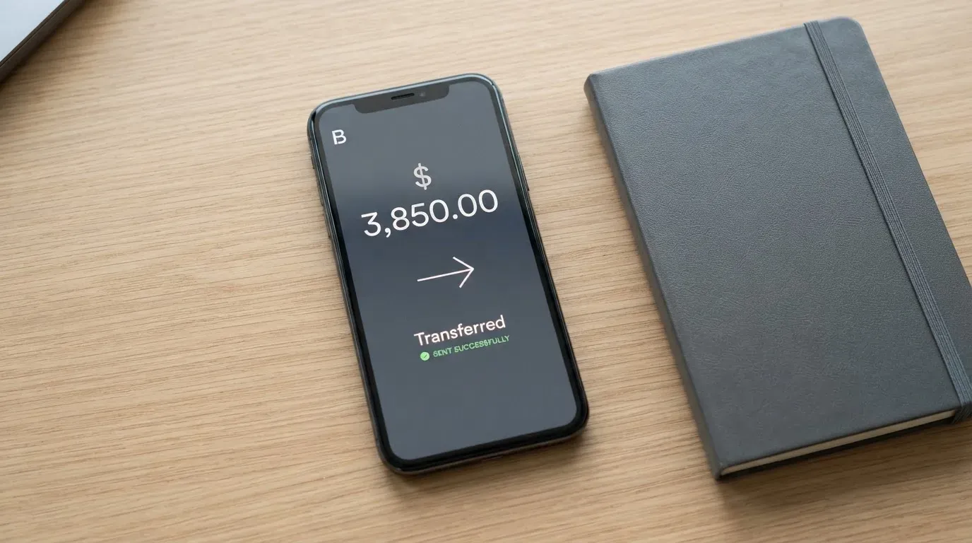 A phone showing a stablecoin transfer screen