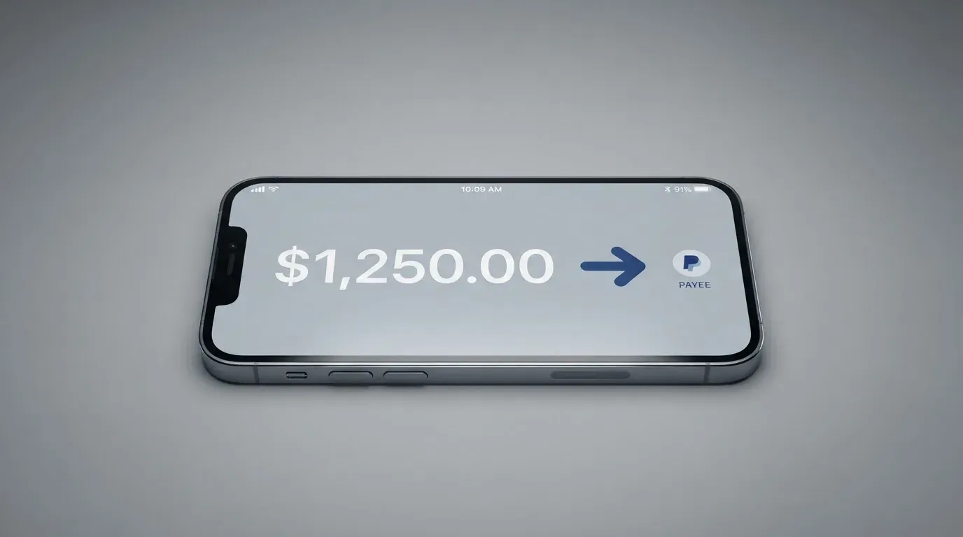 A phone showing a stablecoin transfer screen