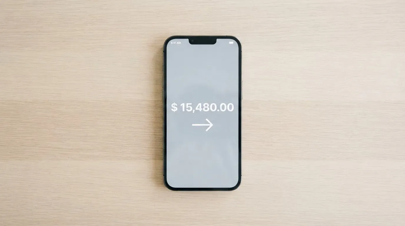 A phone showing a stablecoin transfer screen