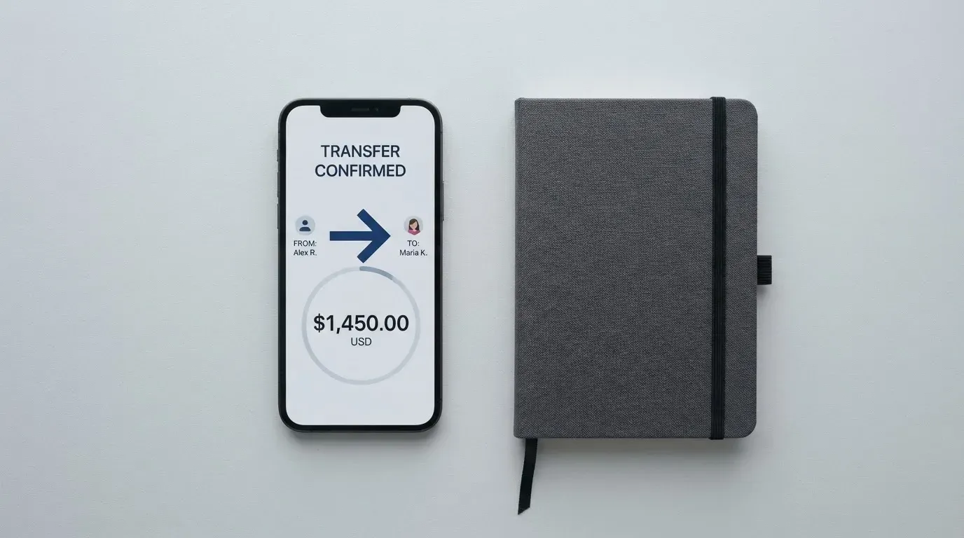A phone showing a stablecoin transfer screen