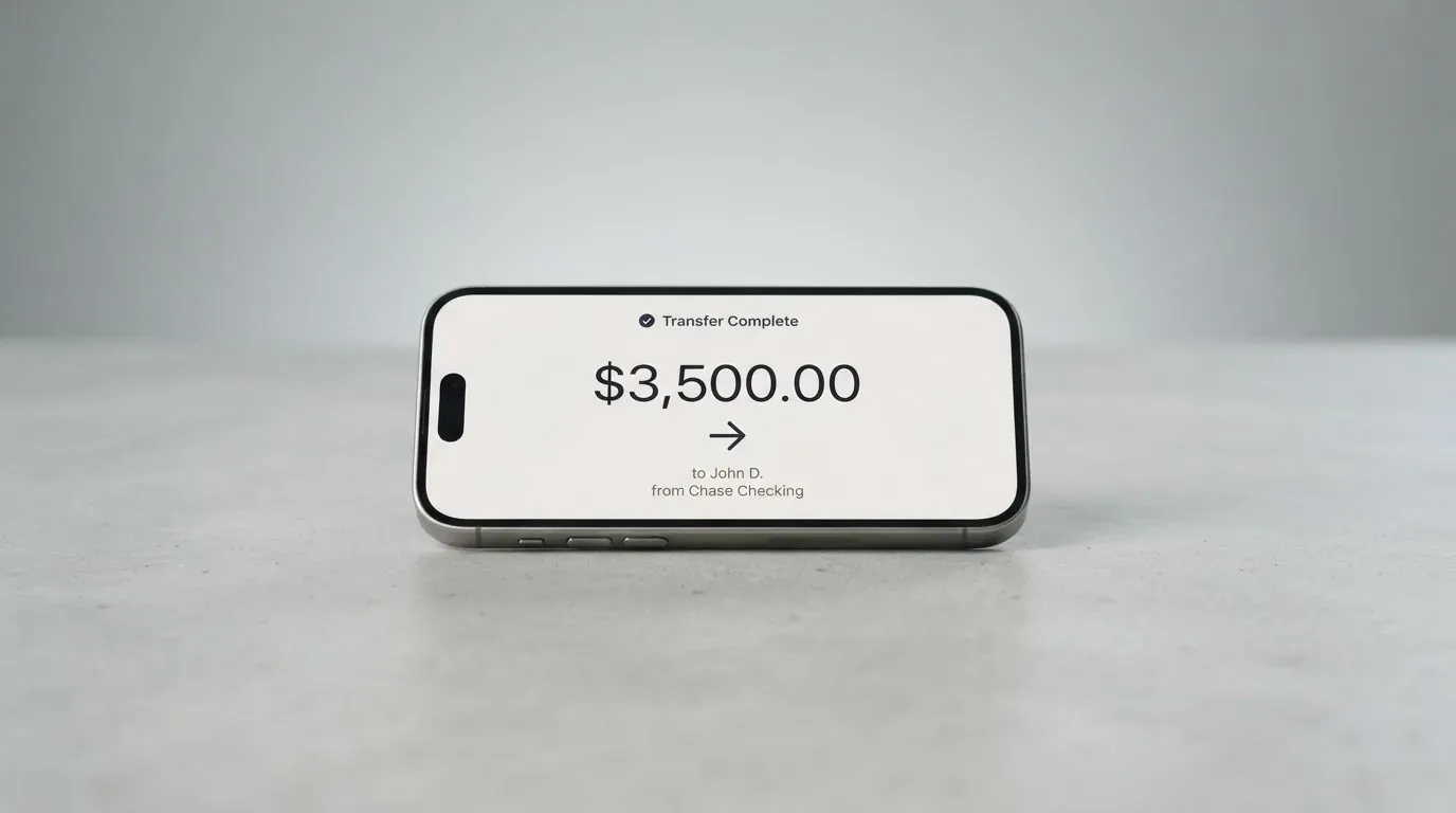 A phone showing a stablecoin transfer screen