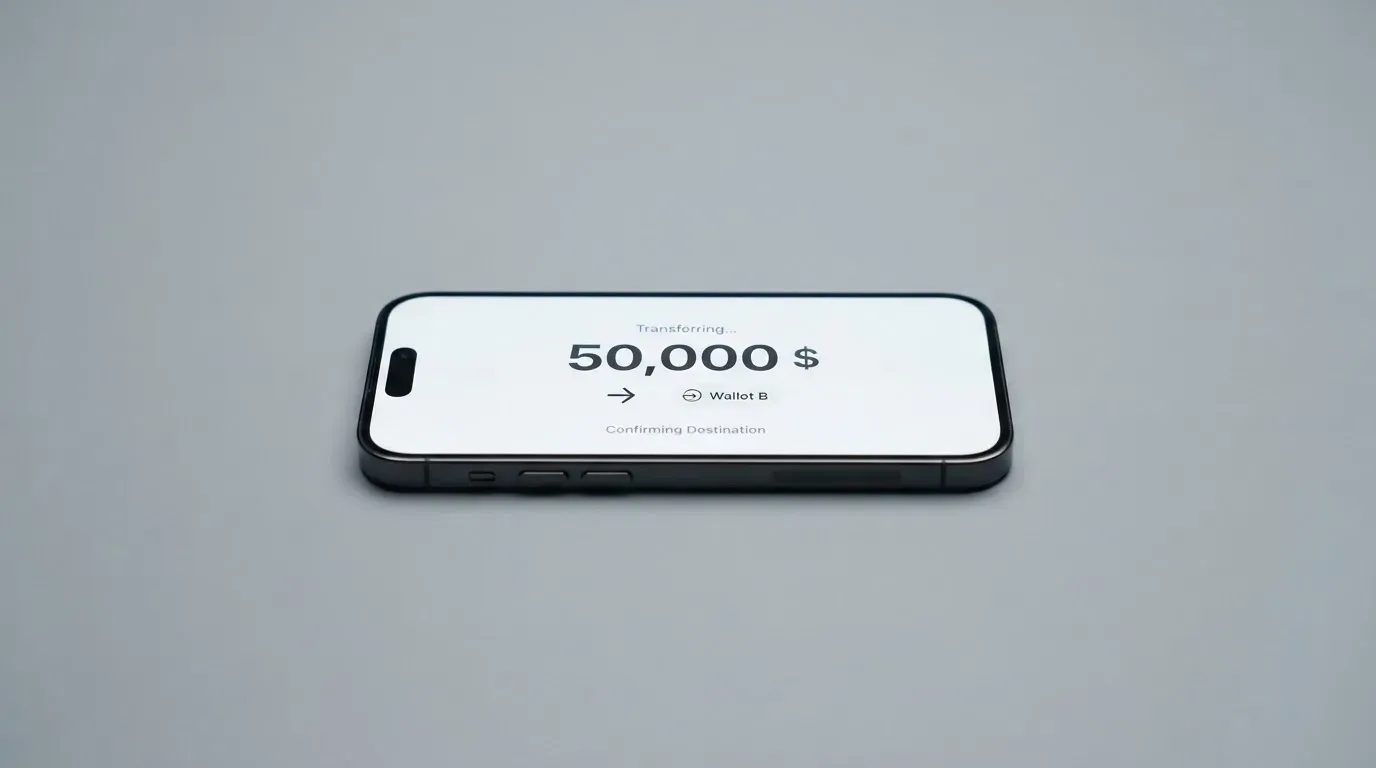 A phone showing a stablecoin transfer screen
