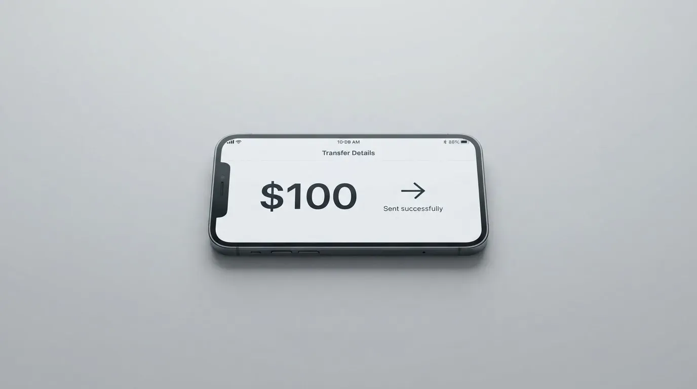 A phone showing a stablecoin transfer screen